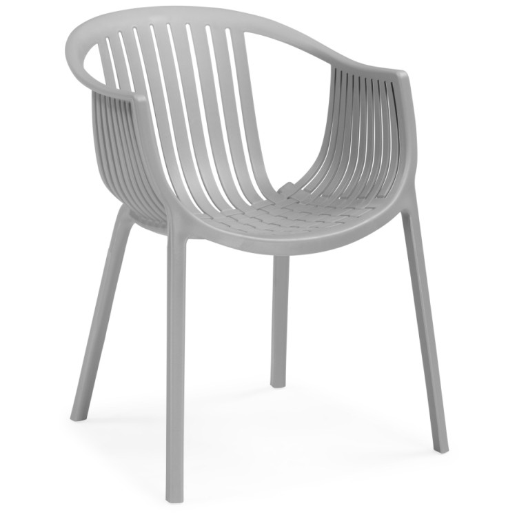 Стул-кресло пластиковый БОРКАС для дома и дачи, цвет серый