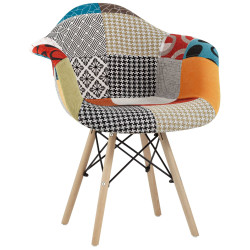 Eames DSW обивка тканевая в стиле пэчворк, ножки из массива бука