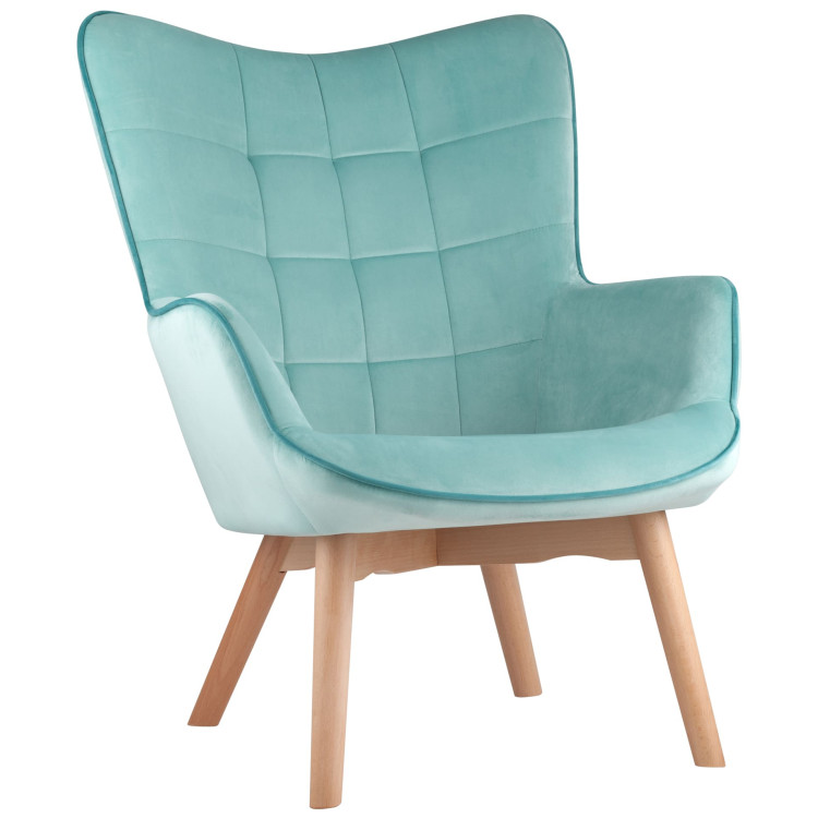 Мягкие кресла Манго мятное обивка вельвет с деревянными ножками