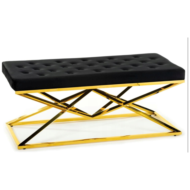 Пуфы и банкетки BBS-1000 Банкетка мягкая, СЕРАЯ ХАКИ HLR-24 велюр, основание метал золото