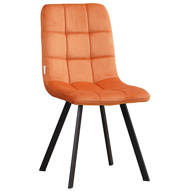 Стулья C919/DC809 Стул мягкий, ТЕРРАКОТОВЫЙ#h43 велюр, каркас металл черный КВАДРАТ