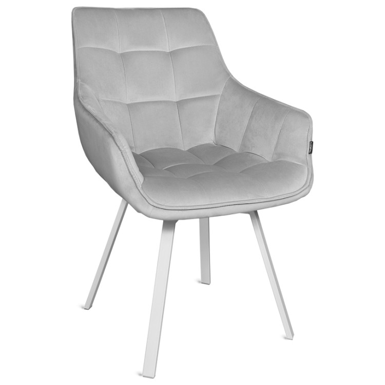 EMILE стул-кресло с обивкой тканью велюр, цвет синий / белый 