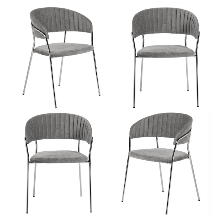 Стул-кресло Комплект из 4-х стульев Turin серый вельвет с хромированными ножками