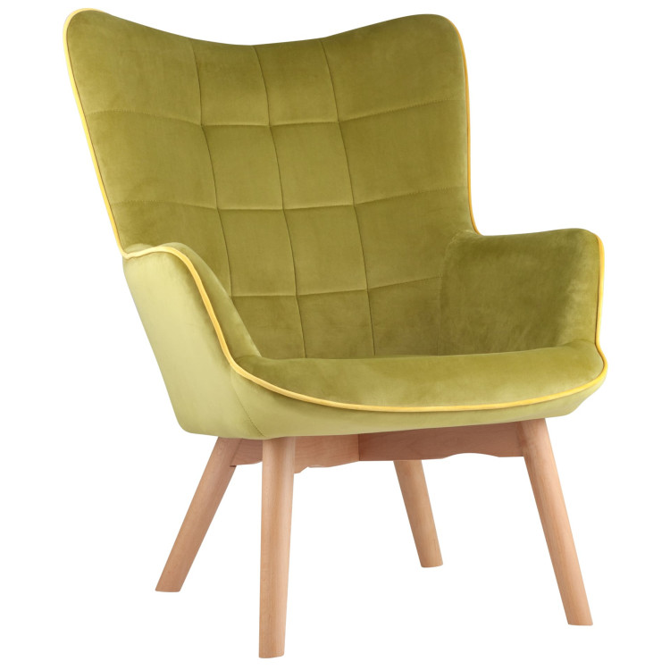 Мягкие кресла Манго оливковое обивка вельвет с деревянными ножками