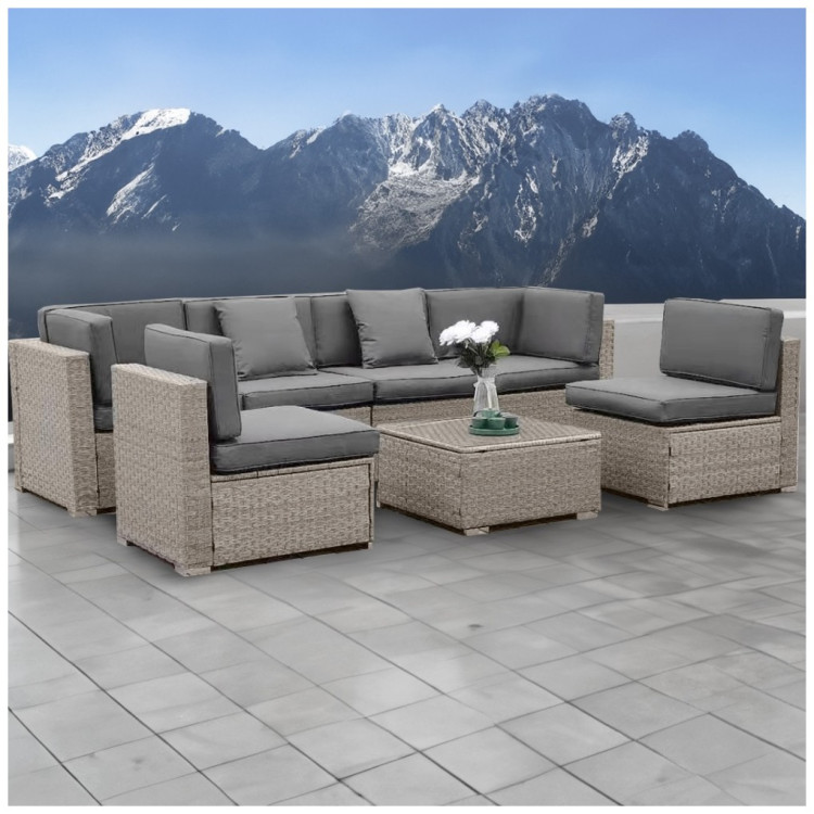 Диваны для дачи Плетеный модульный комплект YR822C Grey (подушка серая)