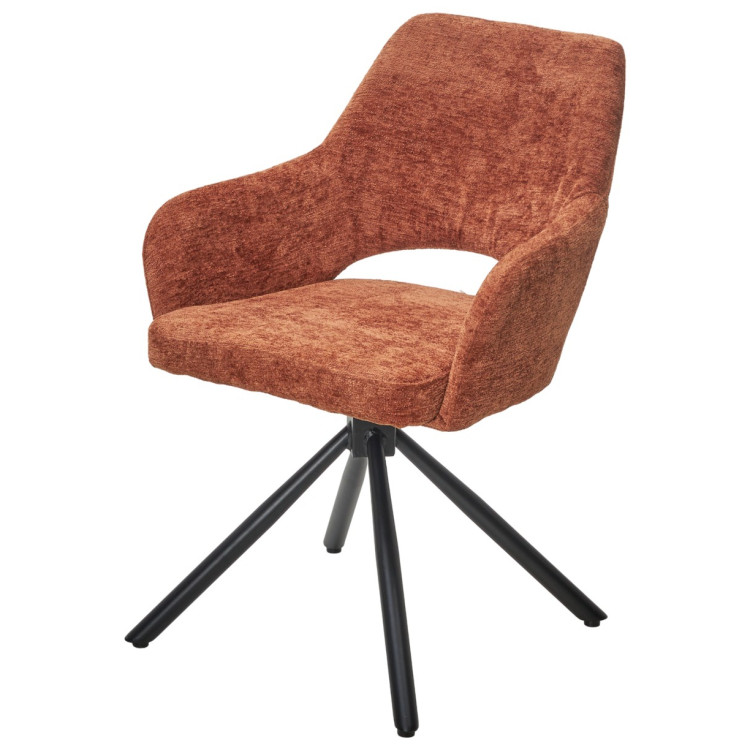 Выставочные образцы. Стул-кресло NURI 180 поворотный, обивка шенилл 3018-09 терракотовый, каркас черный, DISAUR