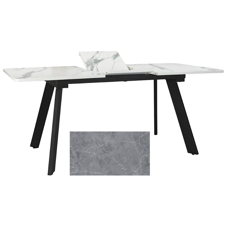 Стеклянные столы Стол LARSEN 138*83+40 Столешница закал стекло, Мрамор 13, каркас черный