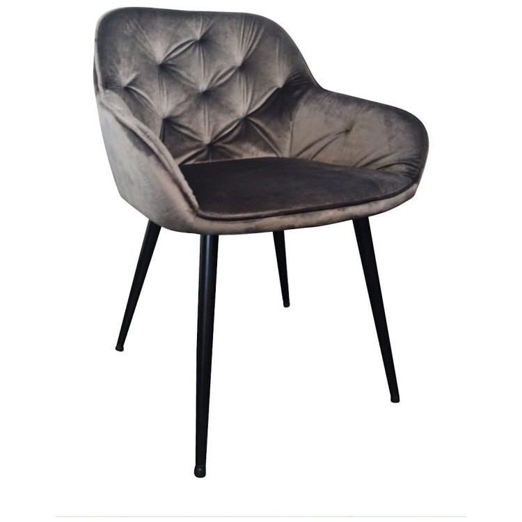 Стул-кресло DC-393 Стул мягкий с подлокотниками, АНТРАЦИТ велюр, каркас металл черный