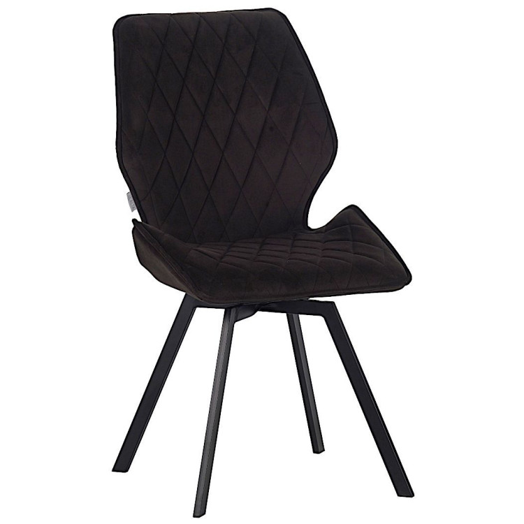 Стулья DC233 Стул мягкий поворотный 360, ГРАФИТ#M420-12 велюр, каркас металл, черный КВАДРАТ