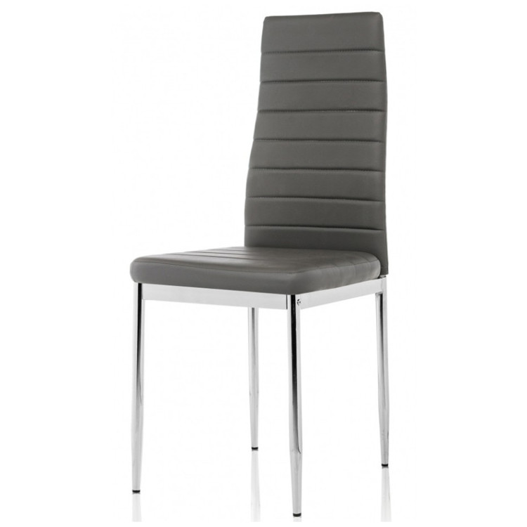 DC2-001 стул на металлическом каркасе с обивкой искусственной кожей, цвет серый