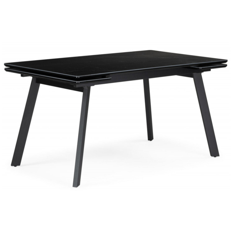 НОРМАН 140 стол с керамической столешницей, цвет черный мрамор