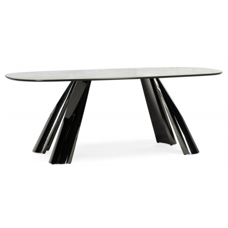 ТАНГО стол с керамической столешницей, цвет белый мрамор (carla larkin) на белом металлическом каркасе