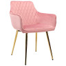 Стул-кресло DC835 Стул мягкий с подлокотниками, РОЗОВЫЙ#G62-86 велюр, каркас металл золото