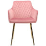 Стул-кресло DC835 Стул мягкий с подлокотниками, РОЗОВЫЙ#G62-86 велюр, каркас металл золото