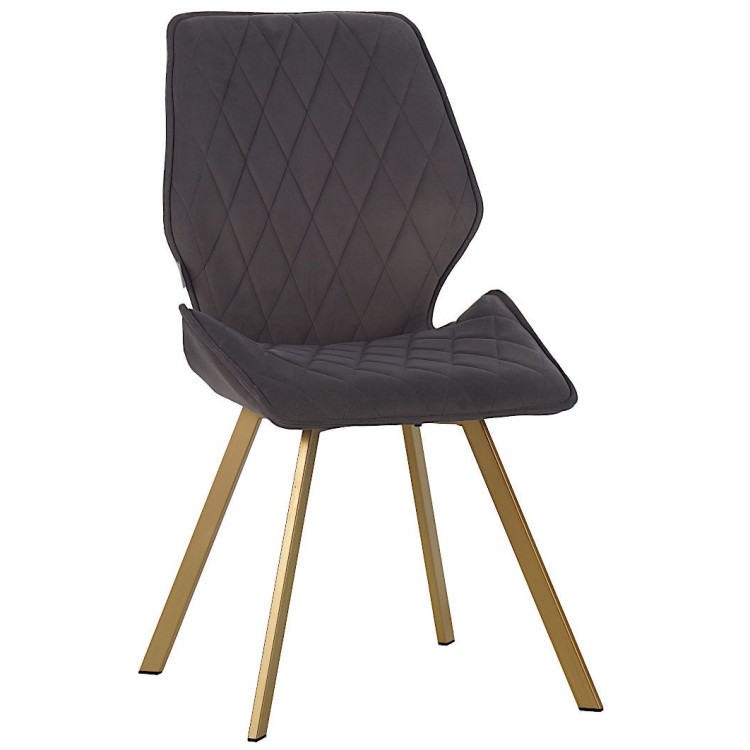 Стулья DC233 Стул мягкий поворотный 360, ГРАФИТ#M420-12 велюр, каркас металл, шампань КВАДРАТ