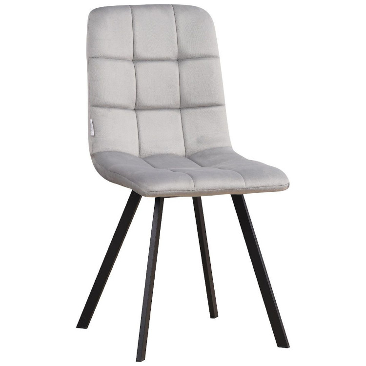 Стулья C919/DC809 Стул мягкий, СЕРЫЙ#h19 велюр, каркас металл черный КВАДРАТ