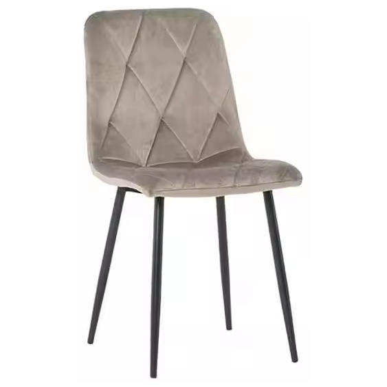 Стулья C923/DC813 Стул мягкий, СЕРО-БЕЖЕВЫЙ#h9 велюр, каркас металл черный КРУГЛЫЙ
