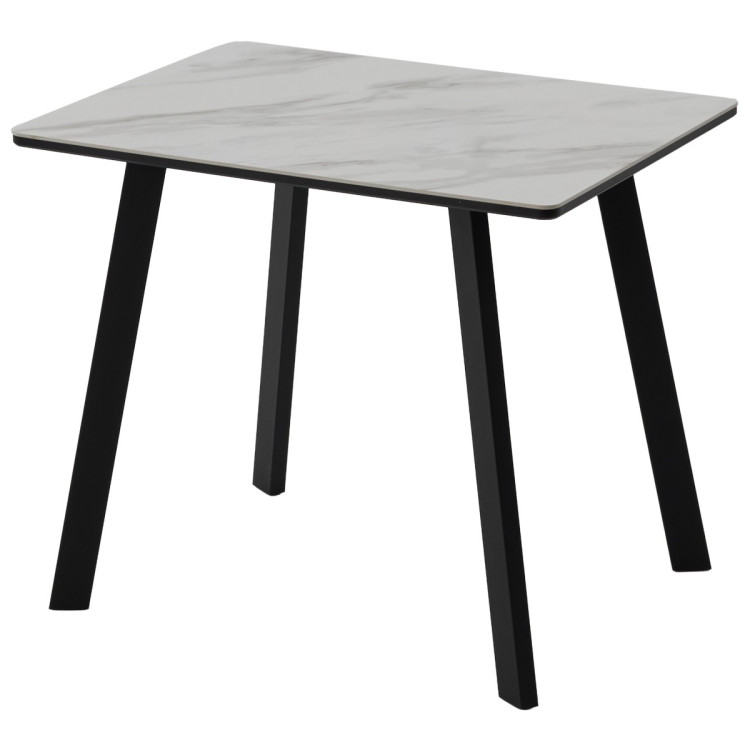 Керамические столы Стол ТИК ТАК 90  Белый мрамор MATTE, керамика / Черный каркас М-City