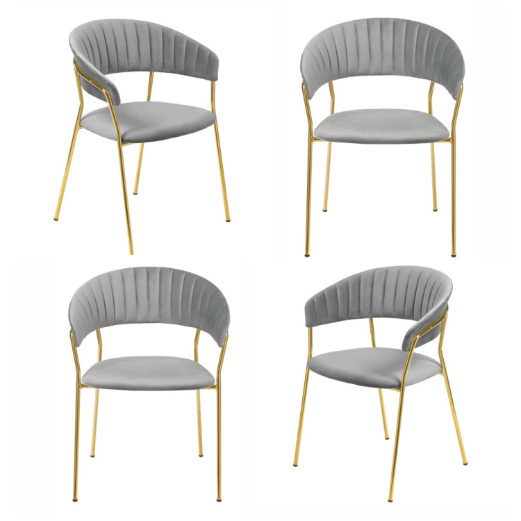 Стул-кресло Комплект из 4-х стульев Turin серый, золотые ножки