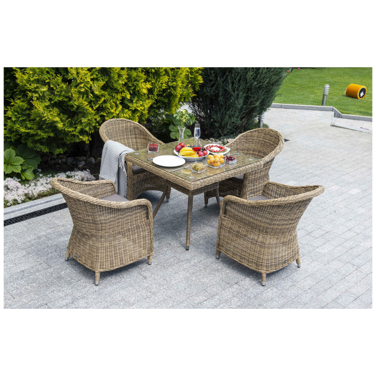 Садовая обеденная группа ФРЕДО (1+4), плетеная из искусственного ротанга, цвет соломенный