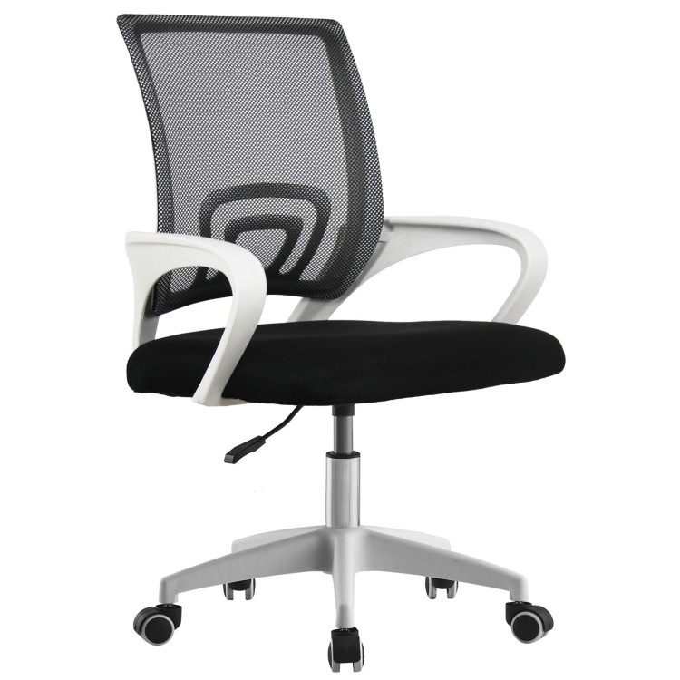 Офисные кресла DC453 Кресло офисное сетка/сидень ЧЕРНЫЕ, крестовина пластик БЕЛЫЙ