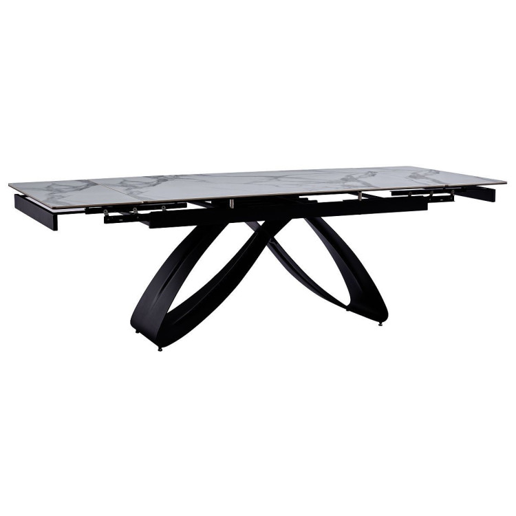 Керамические столы DT888 Стол раскладной Bentley whie, 160-240/90*76, керамич. столеш, основ. металл черный