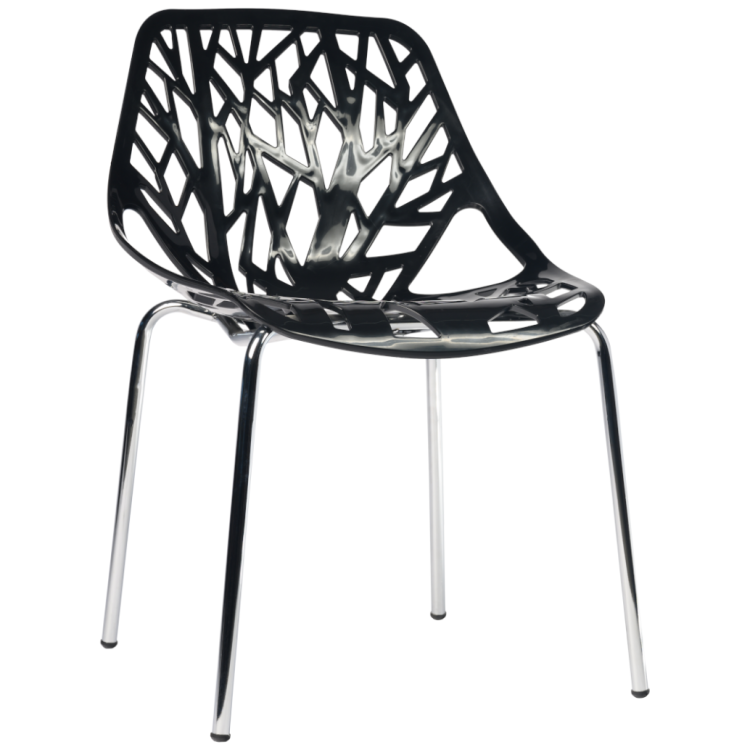 Стулья GH103/DC453 Стул пластиковый, ЧЕРНЫЙ, каркас металл хром