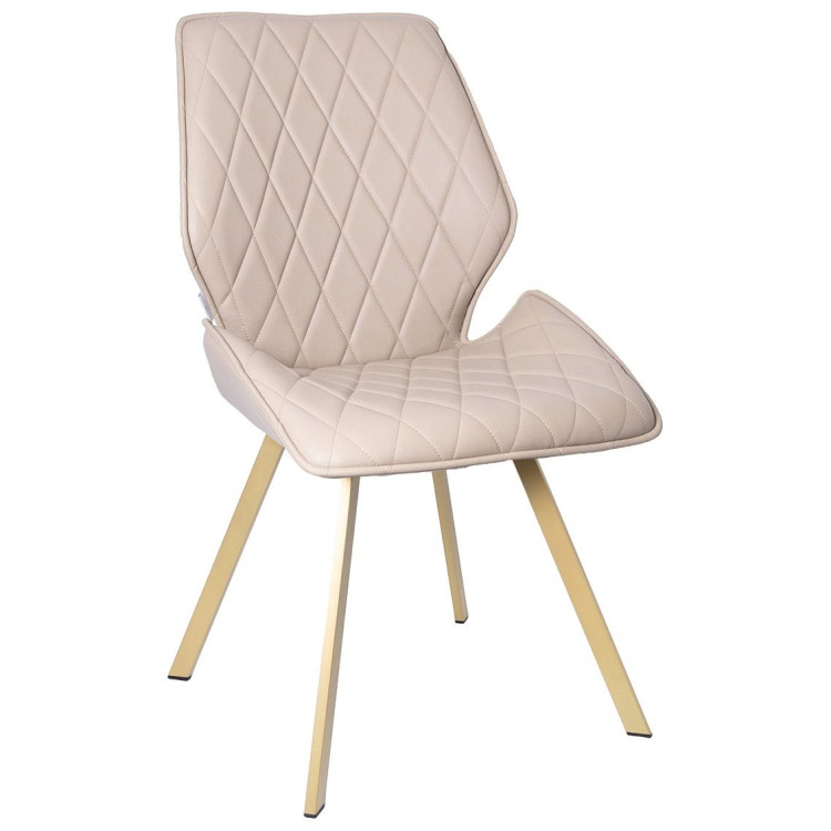 Стулья DC231 Стул мягкий поворотный 180, КРЕМОВЫЙ экокожа, каркас металл, шампань КВАДРАТ