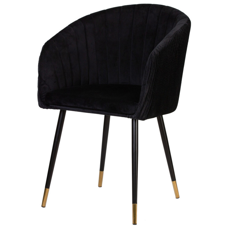 Стул обеденный с подлокотниками DOBRIN MARY, черный велюр (1922-21)