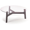 Журнальные столы Журнальный столик Woddy D900 массив + стекло / опоры черничный шоколад