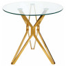 Стеклянные столы DT625 Стол обеденный стеклянный D80, основание металл золотой