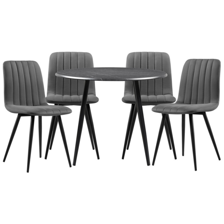 ГЕГАКАН обеденная группа с круглым столом, цвет мрамор черный / черный матовый ГЕГАКАН обеденная группа с круглым столом, цвет мрамор черный / черный матовый