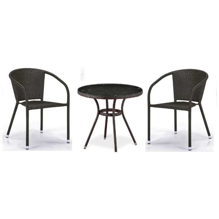 Садовые обеденные группы Комплект плетеной мебели T282ANT/Y137C-W53 Brown (2+1)