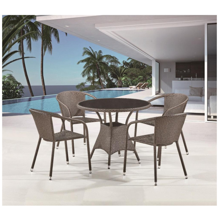 Обеденные группы Комплект плетеной мебели T197ANS-W53/Y137C-W53 Brown 4Pcs