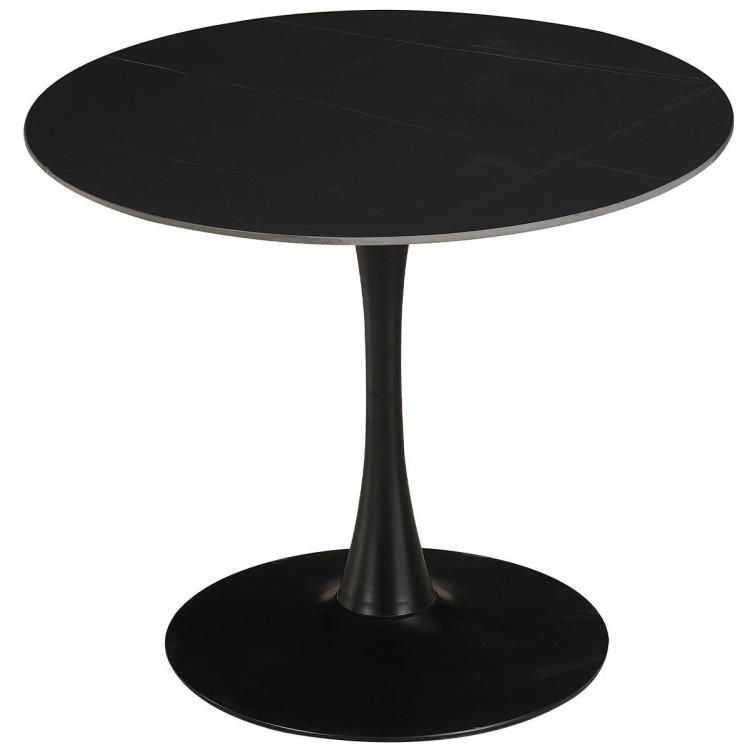 Керамические столы SQT-1K Стол обеденный керамический, черный D90, основание металл черный D60