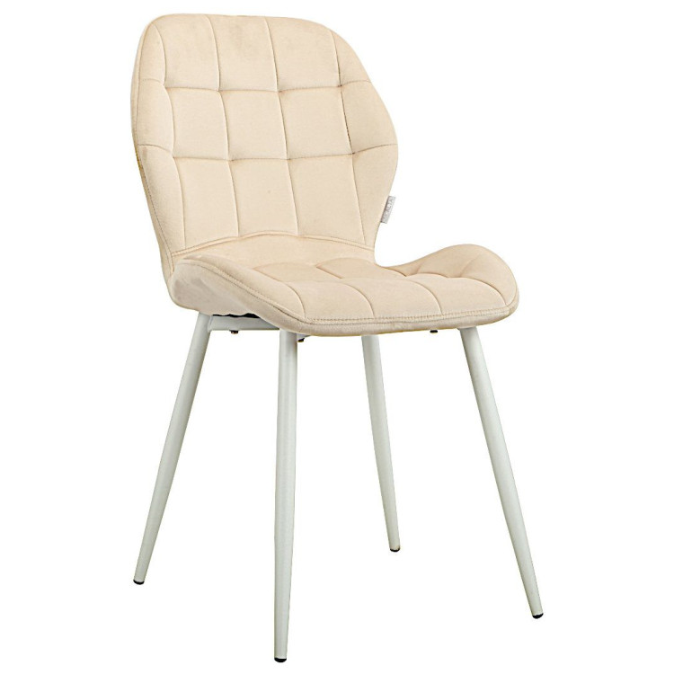 Стулья DC829 Стул мягкий, БЕЖЕВЫЙ#G62-03 велюр, каркас металл белый КРУГЛЫЙ