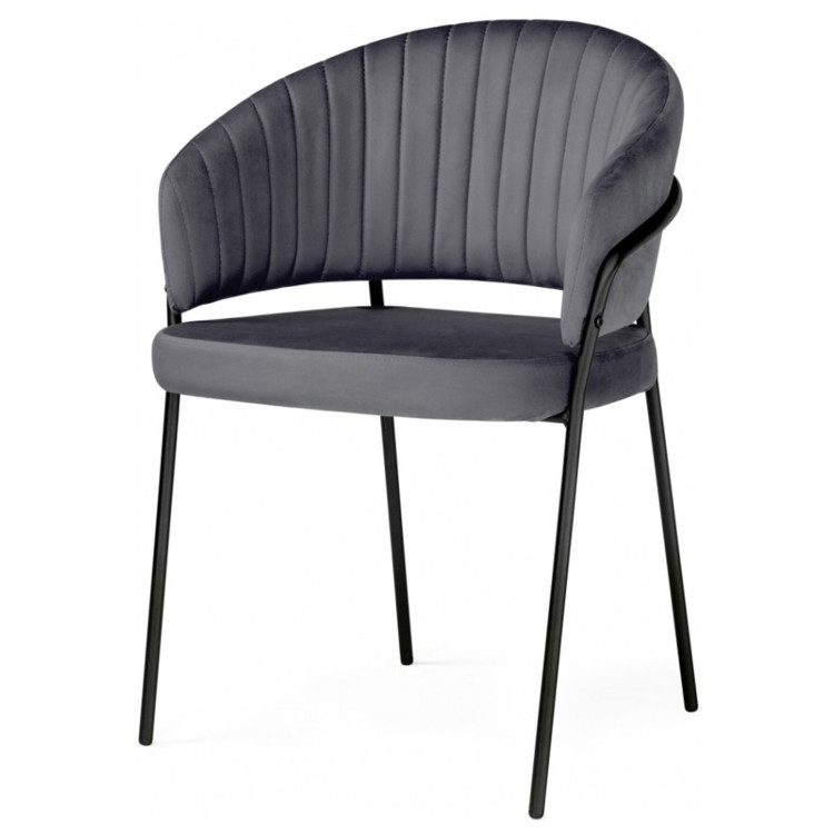 ЛЕО стул-кресло на металлическом каркасе с обивкой тканью велюр, цвет антрацит (brendy stone 28)