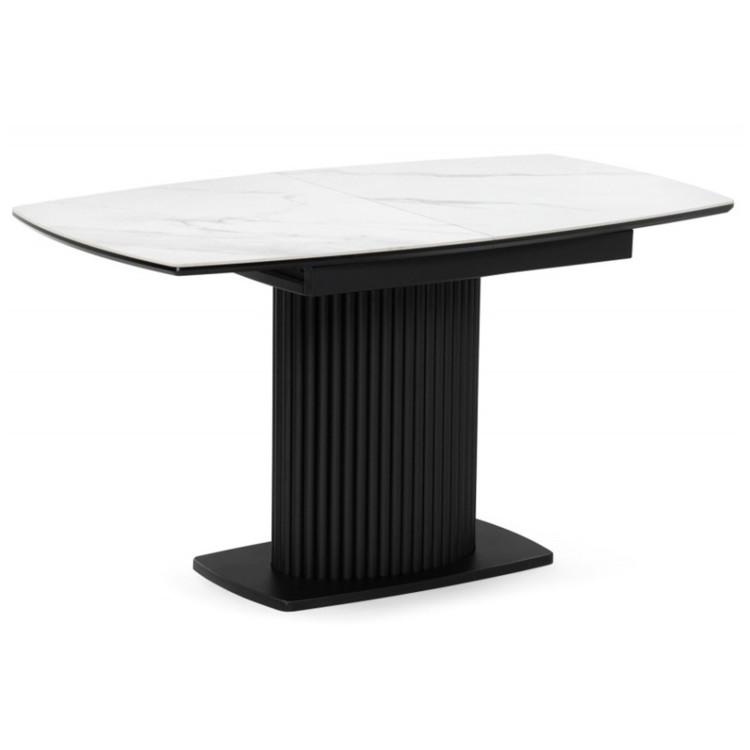 ФЕСТЕР 140 стол с керамической столешницей, цвет белый мрамор (snow white) / черный