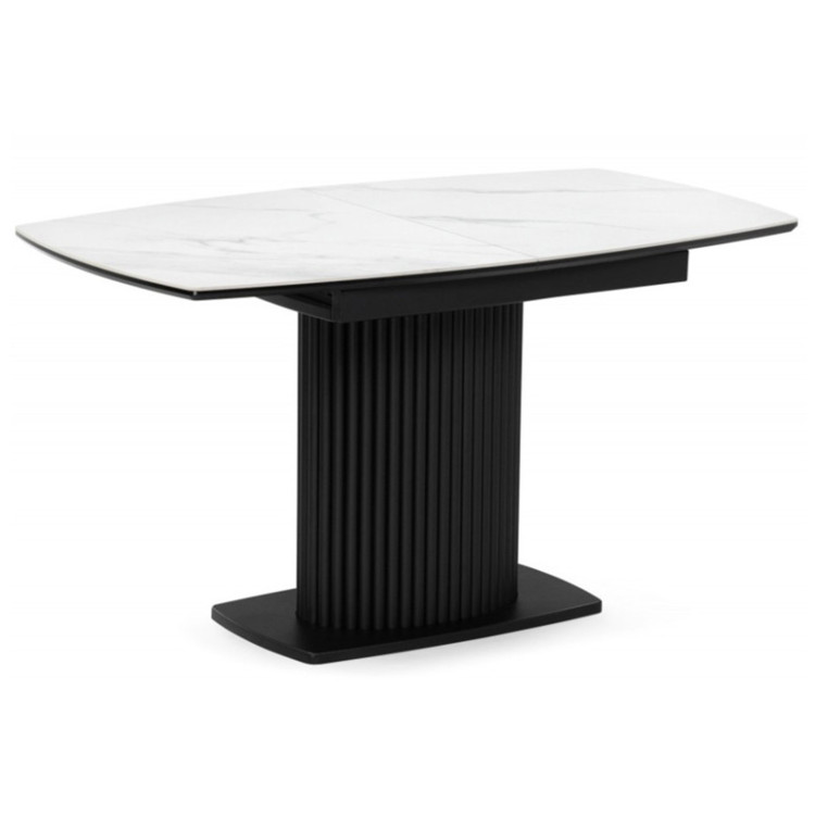 ФЕСТЕР 140 стол с керамической столешницей, цвет белый мрамор (snow white) / черный