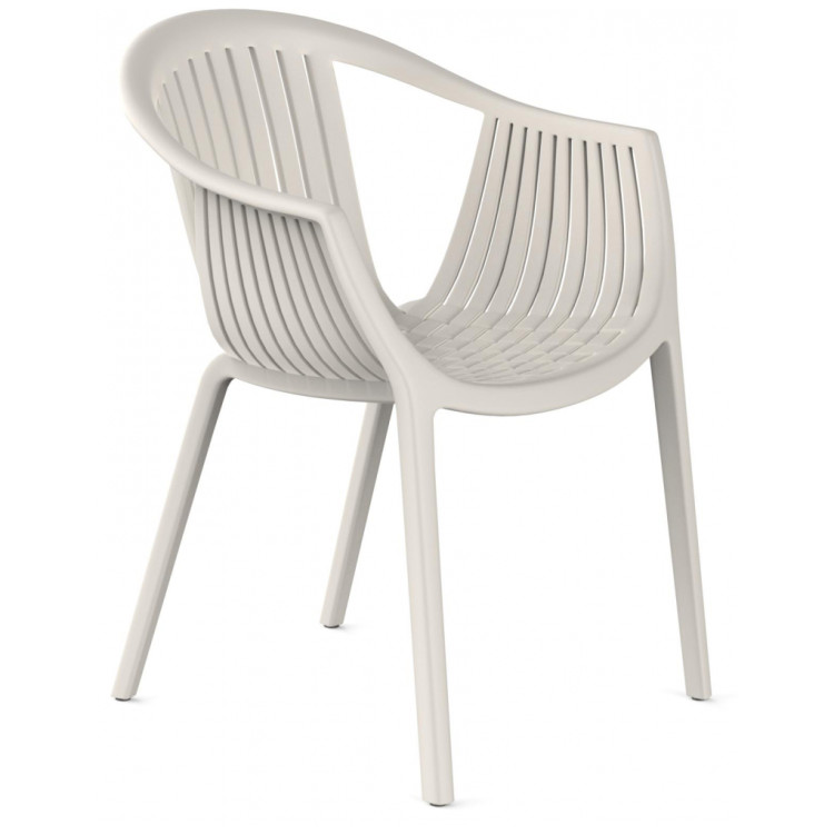 Стул-кресло пластиковый БОРКАС для дома и дачи, цвет светло-бежевый