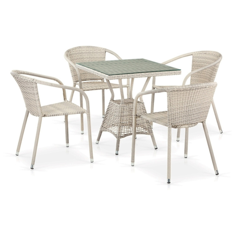 Садовые обеденные группы Комплект плетеной мебели T706/Y137C-W85 Latte 4Pcs