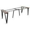 Выставочные образцы. Стол-консоль VECTOR W раздвижной, столешница лдсп денвер трюфель, металлический каркас черный, 5 вставок, max длина 240 см