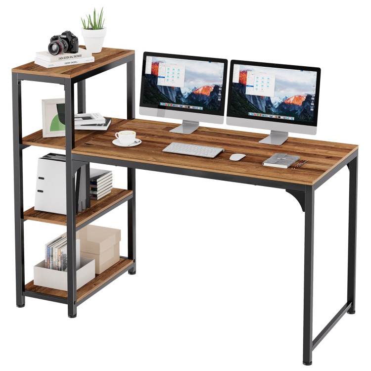 Игровые столы Стол письменный (для компьютера) со стеллажом EUREKA ZX-SH140A-RW с шириной 140 см, Reclaimed Wood