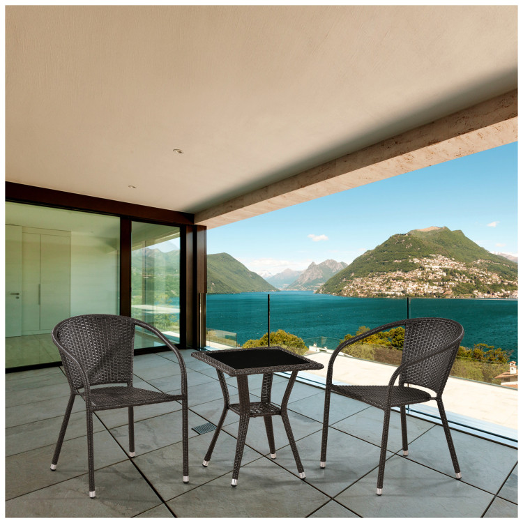 Кофейные комплекты Комплект плетеной мебели T25A/Y137C-W53 Brown 2Pcs