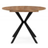 ОРИОН круглый стол с деревянной столешницей 90 / 130 дуб крафт золотой / черный матовый