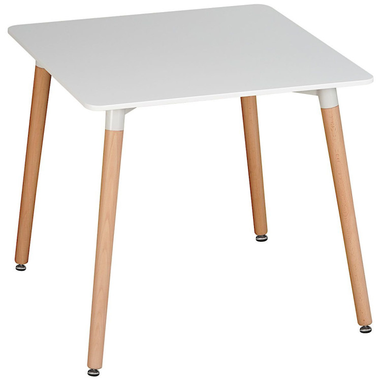 Ламинированные столы SQT-6 Стол обеденный БЕЛЫЙ 80*80 см, столешница МДФ, основание бук