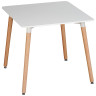 Ламинированные столы SQT-6 Стол обеденный БЕЛЫЙ 80*80 см, столешница МДФ, основание бук