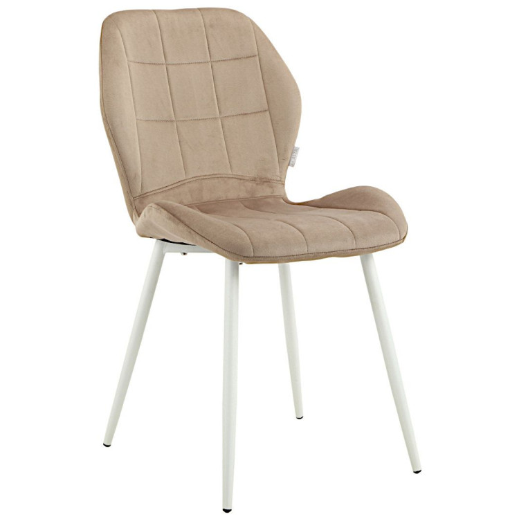 Стулья DC827 Стул мягкий, МОККО#G62-13 велюр, каркас металл белый КРУГЛЫЙ