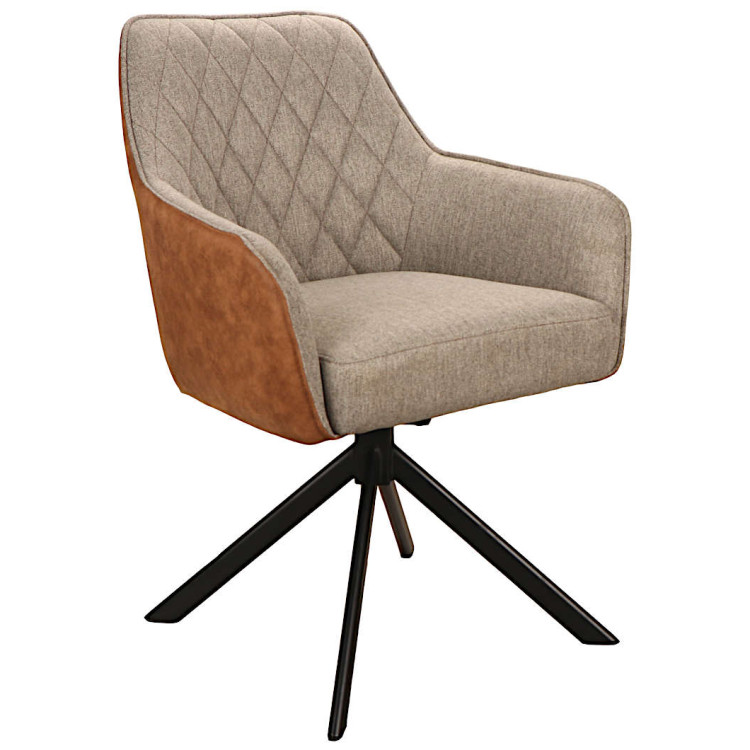 Стул-кресло DC186 Стул мягкий поворотный 180, СЕРО-КОРИЧ.(MB-801 Match/PK970-5), металл черн. КВАДРАТ