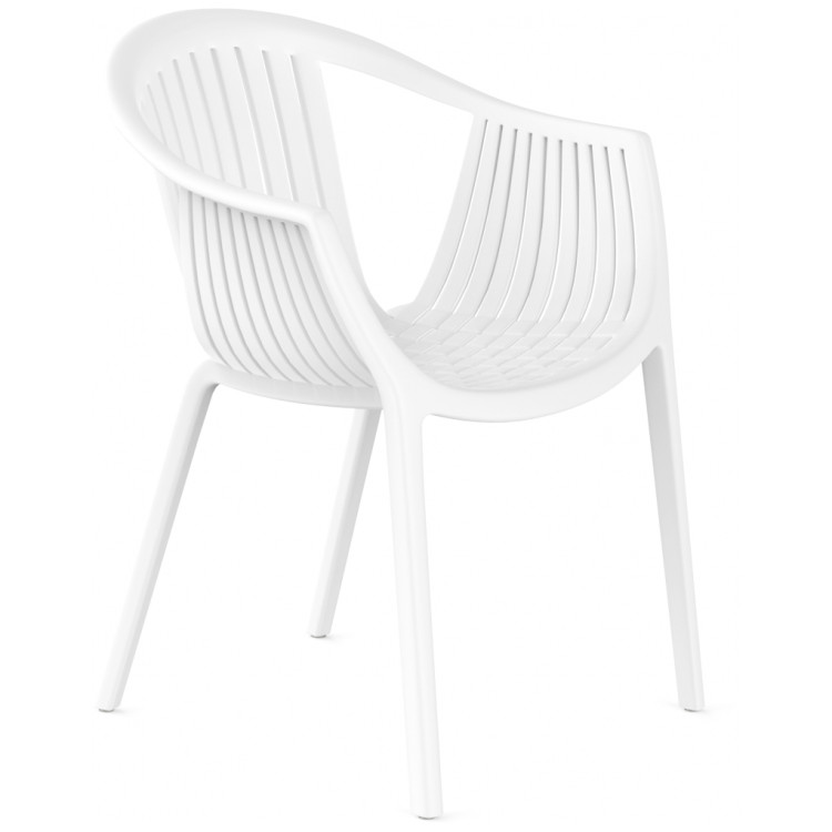 Стул-кресло пластиковый БОРКАС для дома и дачи, цвет белый